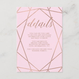 Carte D'accompagnement Rose et or Rose Faux   Détails de l'invité