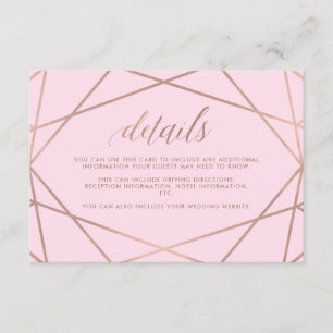 Carte D'accompagnement Rose et or Rose Faux   Détails de l'invité