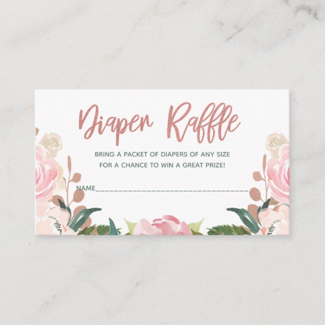 Carte D'accompagnement Rose Floral Baby shower or Raffin Insérez (Devant)