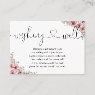 Carte D'accompagnement Rose Floral Coeur Script Wishing well Mariage