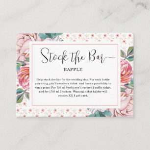 Carte D'accompagnement Rose Floral Stockez le bar Réception de mariage
