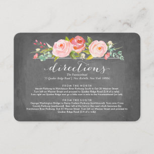 Carte D'accompagnement Rose Garden Floral Directions Mariage Card