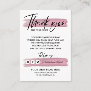 Carte D'accompagnement Rose Gold Business MERCI MANUFACTURÉ ET LOGO