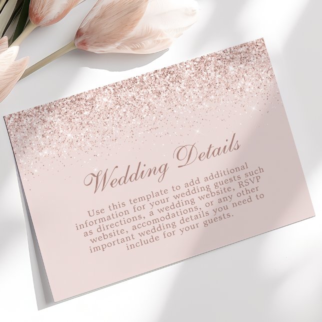 Carte D'accompagnement Rose Gold Confetti Blush Pink Mariage Détails Info (Créateur téléchargé)