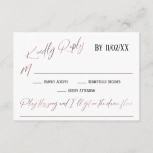 Carte D'accompagnement Rose Gold écriture manuscrite simple demande de ch