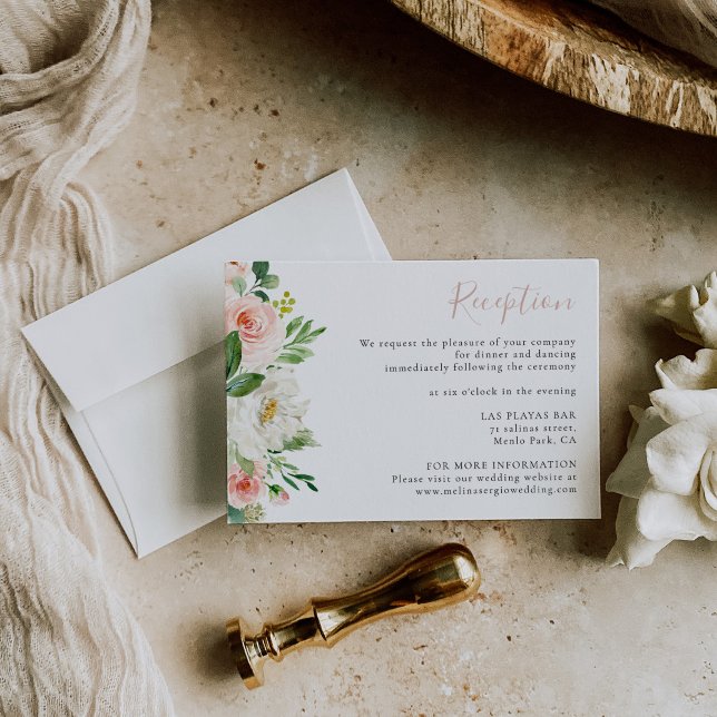 Carte D'accompagnement Rose Gold Elegant Automne Fleurs de mariage Récept (Créateur téléchargé)