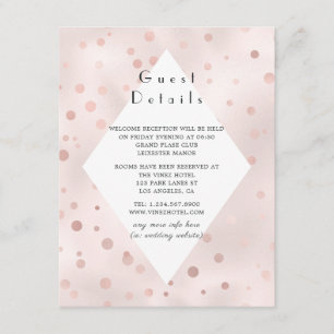 Carte D'accompagnement Rose Gold et Blush Vintage Wedding Détails de l'in