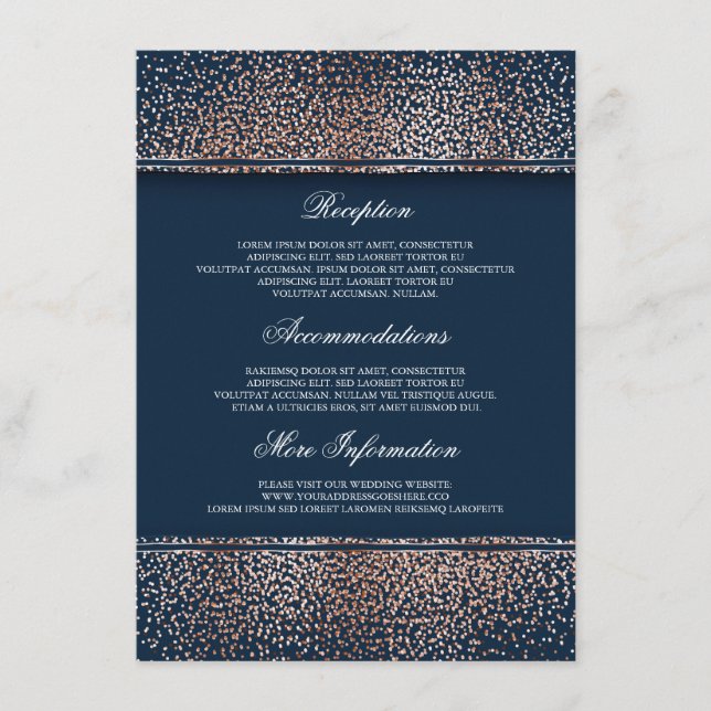 Carte D'accompagnement Rose Gold et Marine Parties scintillant Mariage In (Devant)