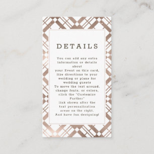 Carte D'accompagnement Rose Gold et n'importe quelle couleur Plaid Mariag