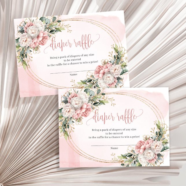 Carte D'accompagnement Rose Gold Floral Greenery Girl Baby Raffle Ticket (Rose Gold Floral Greenery Girl Baby Raffle Ticket)