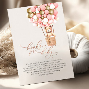 Carte D'accompagnement Rose Gold Girls Bear Balloons Baby Books