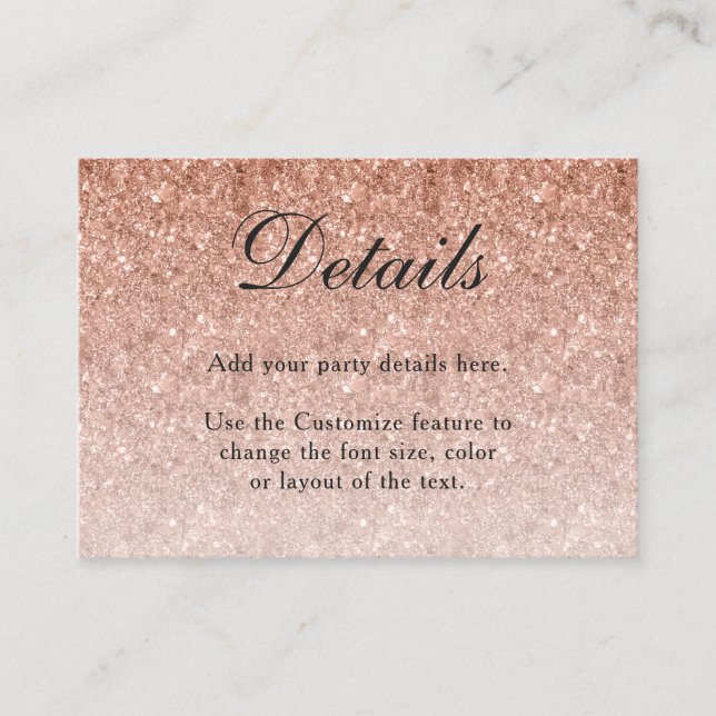 Carte d'accompagnement Rose Gold Glitter Glam (Devant)