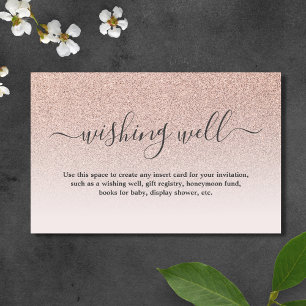 Carte D'accompagnement Rose Gold Glitter Wishing Well Wedding