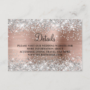 Carte D'accompagnement Rose Gold Pailleté Argent Détails de Mariage en Fe