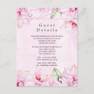 Carte D'accompagnement Rose Gold & Pink Magnolia Géométrique Détails du c