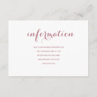 Rose Gold Simple Modern Mariage Information