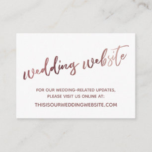 Carte D'accompagnement Rose Gold White Mariage Site Web Enregistrer la ca