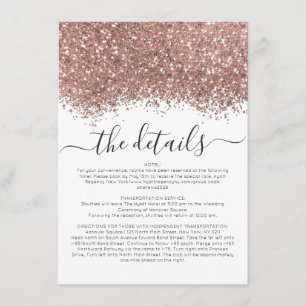 Carte D'accompagnement Rose Gold White Parties scintillant Confetti Détai