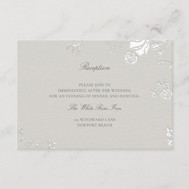 Carte D'accompagnement Rose Ivory Sonnet Élégant Réception de Mariage For (Devant)
