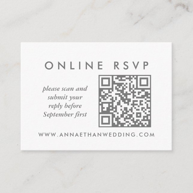 Carte D'accompagnement Rose moderne Anneaux or Mariage en ligne QR Code R (Devant)