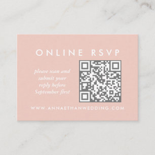 Carte D'accompagnement Rose moderne Anneaux or Mariage en ligne QR Code R