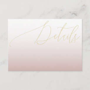 Carte D'accompagnement Rose moderne Gold & Calligraphie Mariage Détails