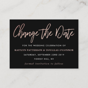 Carte D'accompagnement Rose Moderne Gold Foil Script Modifier La Date