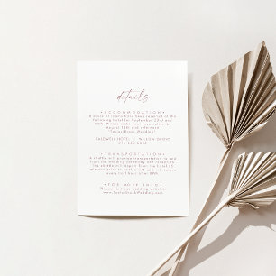 Carte D'accompagnement Rose moderne Gold Script Minimal Mariage Détails