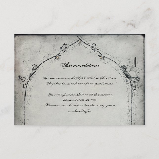 Carte D'accompagnement Rose noir gothique Mariage Trellis Insérer (Devant)