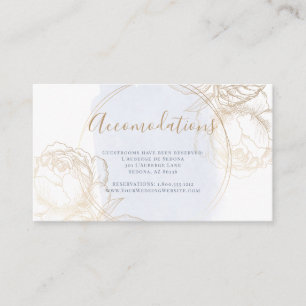 Carte D'accompagnement Rose or doré sur Aquarelle bleu poussière