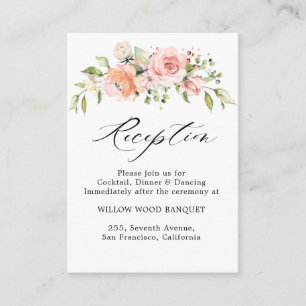 Carte D'accompagnement Rose Pastel Pink Blush Réception de mariage floral