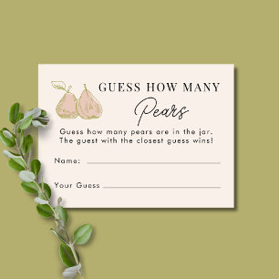 Carte D'accompagnement Rose Poire Devinez Combien de Poires Jeu de Baby S