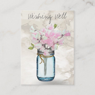 CARTE D'ACCOMPAGNEMENT ROSE POIS DOUX MASON JAR WATERCOULEUR SOUHAIT BIEN