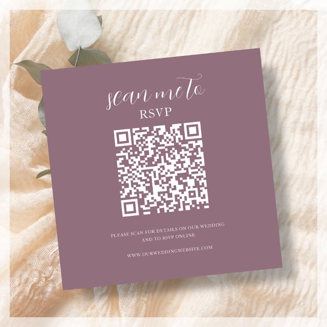 Carte D'accompagnement Rose poussiéreux | Code QR RSVP de mariage (Créateur téléchargé)