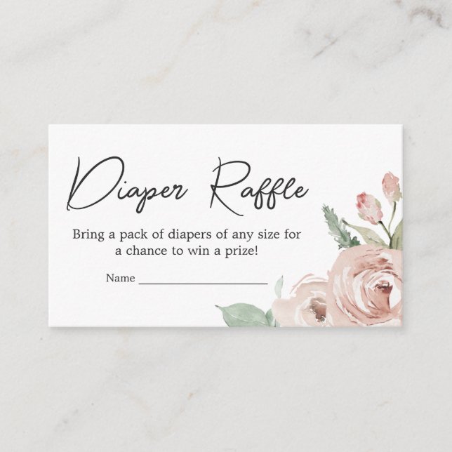 Carte D'accompagnement Rose rose Dusty C'est un Raffle de couche fille (Devant)