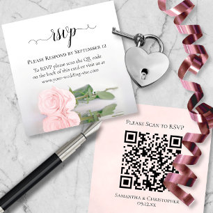 Carte D'accompagnement Rose rose vierge élégant mariage RSVP QR Code