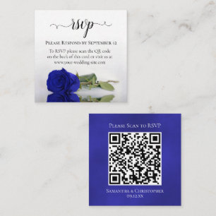 Carte D'accompagnement Rose Royal Bleu élégant mariage RSVP QR Code