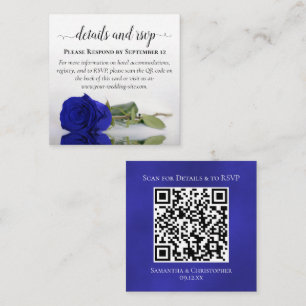 Carte D'accompagnement Rose Royal Blue Détails du Mariage et code QR RSVP
