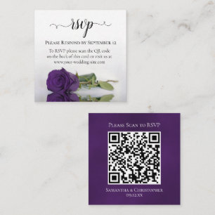 Carte D'accompagnement Rose royal violet élégant mariage RSVP QR Code