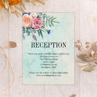 Carte D'accompagnement Rose rustique Shabby Chic Floral Mariage Réception