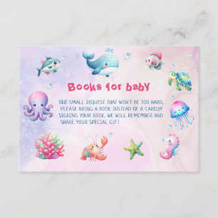Carte D'accompagnement Rose Sous Le Baby shower De Mer Livres Pour Bébé