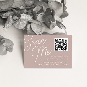 Carte D'accompagnement Rose Taupe   Script Watermark QR Code RSVP