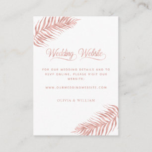 Carte D'accompagnement Rose Tropical Palm Leaf Gold White Mariage site We
