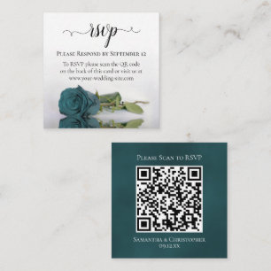 Carte D'accompagnement Rose Turquoise romantique Mariage élégant RSVP QR 
