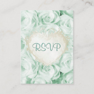 Carte D'accompagnement Rose vert Mint Floral Wedding RSVP