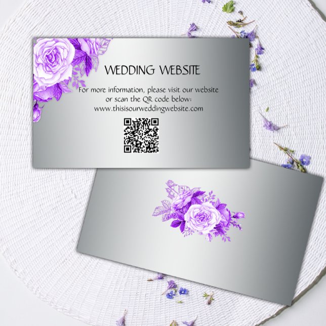 Carte D'accompagnement Rose violet Bouquet de nuptiale Mariage d'argent (Créateur téléchargé)