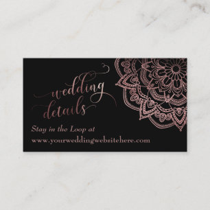 Carte D'accompagnement Rosegold Mandala Black Détails du Mariage Insérer 