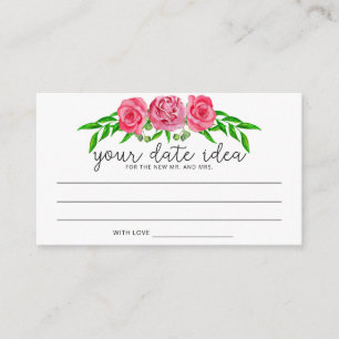 Carte D'accompagnement Roses aquarelle Idées de soirée en amoureux \ Pot