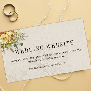 Carte D'accompagnement Roses d'or Shabby Chic Mariage site Web