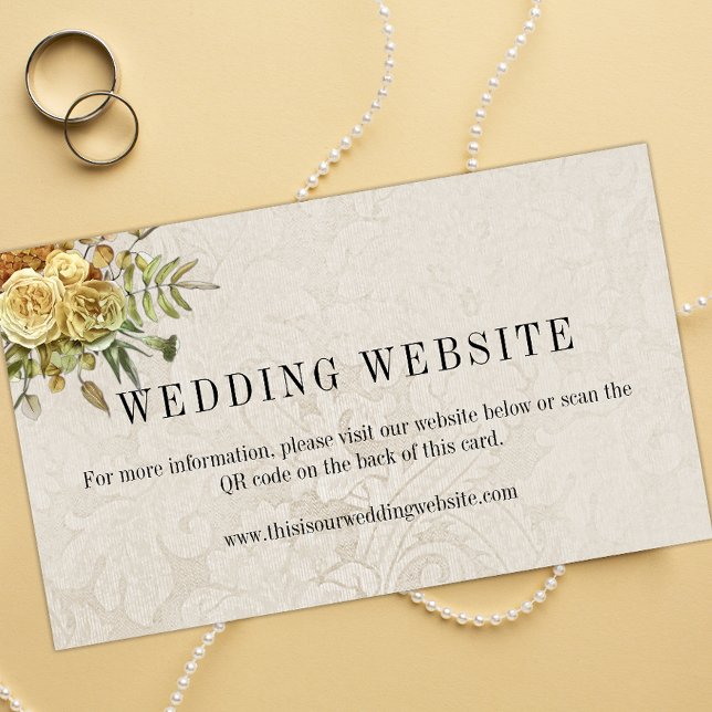 Carte D'accompagnement Roses d'or Shabby Chic Mariage site Web (Créateur téléchargé)